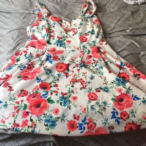 White with pink flowers floral dress